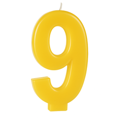 Cheerful Yellow Number 9 Birthday Candle
