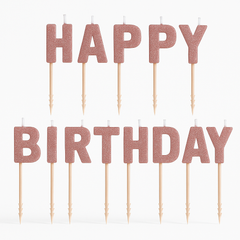 Glitter Blush "Happy Birthday" Toothpick Candle Set