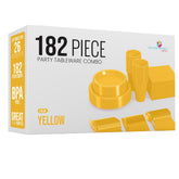 182 Pcs Yellow Plastic Dinnerware Set | Setting for 26