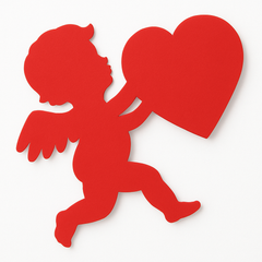 Romantic Cupid Wall Cutout Decoration - 11" Red Silhouette for Valentine's Day
