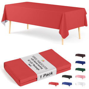 Red Flannel Backed Plastic Table Cover 54 in. x 70 in.