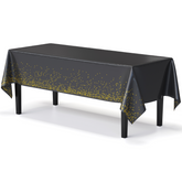 Celebrate Printed Plastic Table Cover 54" x 108" Black/Gold