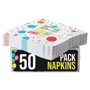 Birthday Print Luncheon Napkins - 6.75 In. X 6.75 In. | 50 Ct.