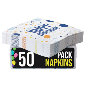 Blue Birthday Print Luncheon Napkins - 6.75 In. X 6.75 In. | 50 Ct.
