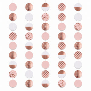 Elegant Rose Gold Hanging Circle Decorations - 5 Pack