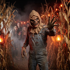 Men's Sinister Scarecrow Halloween Costume with Mask and Gloves