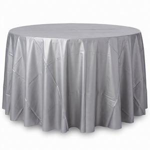 Elegant Silver Flannel Backed Round Table Cover - 84"
