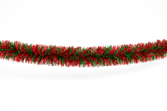 Festive Giant Red & Green Tinsel Garland - 9 ft Christmas Decor