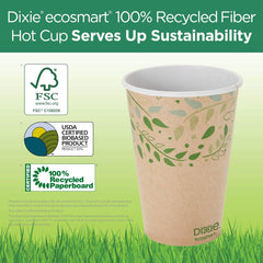 Dixie ecosmart 12 Oz. 100% recycled fiber paper hot cups 1 Bag Of 50 count