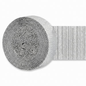 Silver Crepe Streamer - 200ft Shimmering Party Decoration