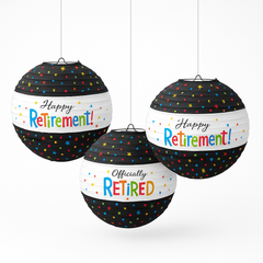 "Happy Retirement" Paper Lanterns - 3 Pack