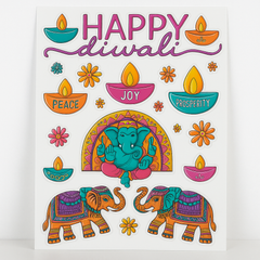 Diwali Celebration Foil Embossed Window Decal Set - 20 Pack