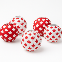 Mini Maple Leaf Lanterns - Canada Day Hanging Decorations, 5-Pack