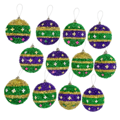 Mardi Gras Assorted Tinsel Ornaments