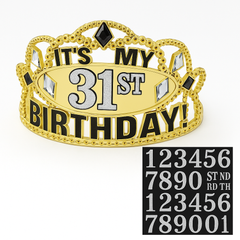 Sparkling Customizable Birthday Tiara Kit with Numbers, Gold