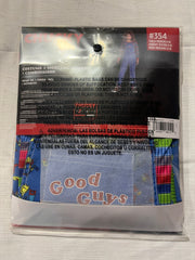 Child's Play Chucky Halloween Costume for Kids - Blue Overalls and Striped Shirt - Child M (8-10)