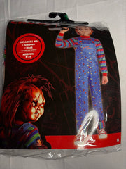 Kids' Chucky Halloween Costume with Creepy Mask and Overalls - Child M (8-10)