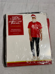 Festive Santa Hat, Beard & T-Shirt Set - Adult One Size (Up to XL)