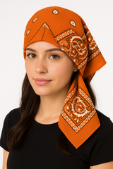Vibrant Orange Paisley Bandana - 20" Versatile Accessory