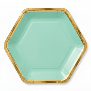 Hexagonal Metallic Willow Party Plates - 7"