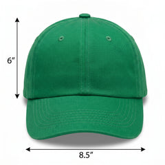 Green Baseball Cap - Plain Cotton Twill Blank Hat with Curved Brim, Unisex Classic 6-Panel Kelly Green Cap for Everyday Wear, Sports or Customization