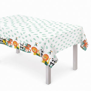 Get Wild Jungle Birthday Plastic Table Cover, 54x96 in