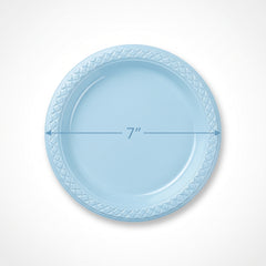 Pastel Blue 7" Round Plastic Plates - Pack of 20