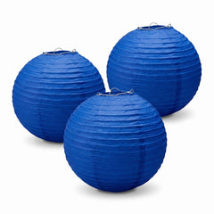 Royal Blue Paper Lanterns, 9.5-Inch, 3-Pack