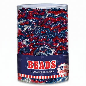 Patriotic Red, White & Blue Bead Necklaces - 50 Pack