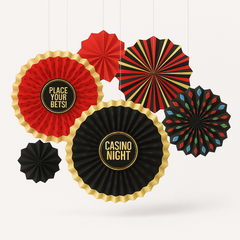 Roll the Dice Casino Night Paper Fan Decorations, 6-Pack