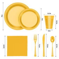 182 Pcs Yellow Plastic Dinnerware Set | Setting for 26