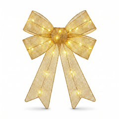 Illuminated Gold Masquerade Bow Decoration - 21"