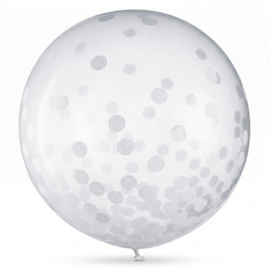 White Confetti Latex Balloons, 24-Inch, 2-Pack