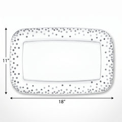 Elegant Silver Dotted Plastic Serving Tray - 11" x 18"