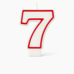 Red & White Number 7 Birthday Candle | 3.25 In.