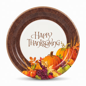 Autumn Harvest Thanksgiving Paper Plates - 6.75"