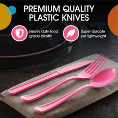 Heavy Duty Cerise Plastic Knives - 7.5 in. - 50 Ct.