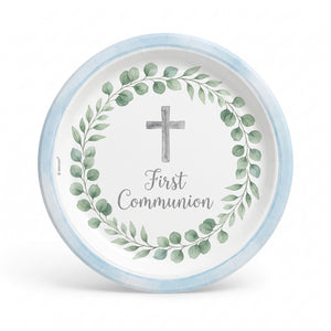 First Communion Blue Paper Dinner Plates, 10-Inch, 20 Pack - 10 in.