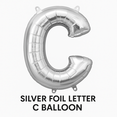 Silver Foil Letter 'C' Balloon - Air Filled