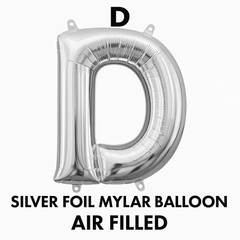 Silver Foil Mylar Balloon Letter "D" - Air Filled