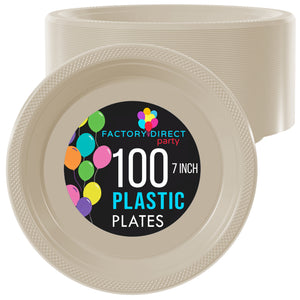7 in. Ivory Plastic Plates | 100 Count