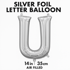 Silver Foil Letter "U" Balloon - Air Filled
