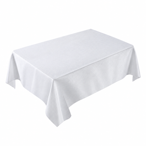 Elegant White and Silver Fabric Table Cover - 60" x 84"