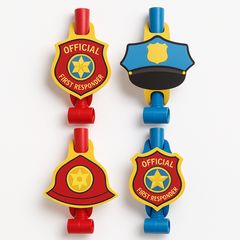 First Responders Themed Party Blowout Noisemakers, 8-Pack