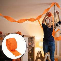 Vibrant Orange Peel Crepe Streamer - 81 ft