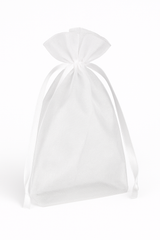 Elegant White Organza Wedding Favor Bags - 12 Pack