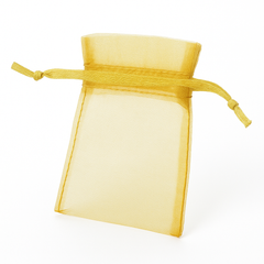 Elegant Gold Organza Wedding Favor Bags - 24 Pack