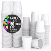 9 Oz. White Paper Cups | 50 Count