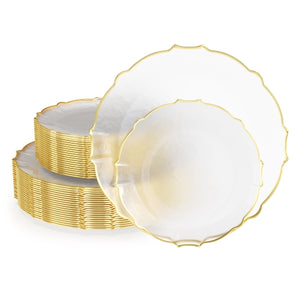 Clear/Gold Petal Plates | Combo Pack 20/20