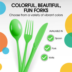PMA - Heavy Duty Lime Green Plastic Forks - 50 Ct.